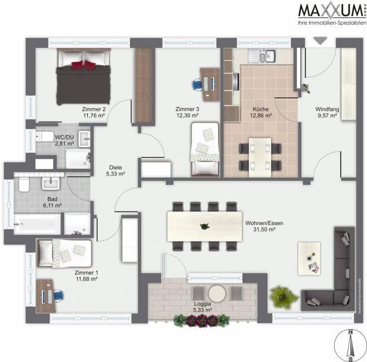 MAXXUM – Ihre Immobilien Spezialisten – Neubau in Gilching 4-Zimmer Wohnung (W01) im 1. OG ...